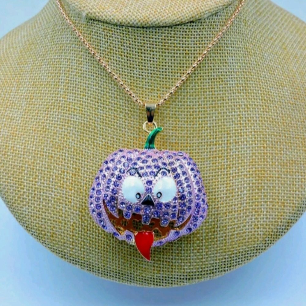 Purple Jack o Lantern Necklace
